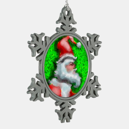 Santa Claus Tin Sneeuwvlok Ornament (Links)