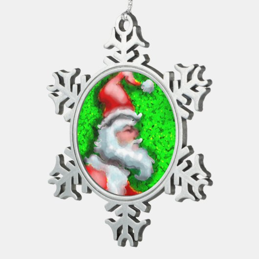 Santa Claus Tin Sneeuwvlok Ornament (Rechts)