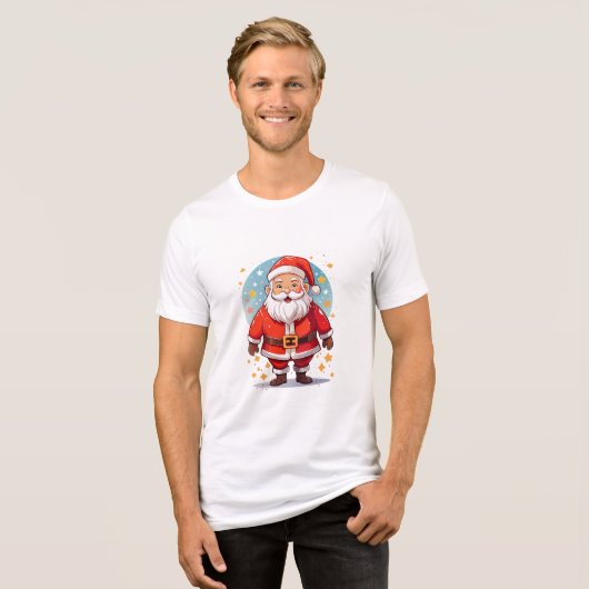Santa Claus Tri-Blend Shirt (Voorkant volledig)