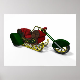 Santa Claus Trike Sledge Poster