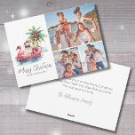 Santa Claus Tropical Beach Kerstfoto Feestdagenkaart<br><div class="desc">Santa Claus Tropical Beach Christmas Photo Holiday Kaart. Breng een vleugje plezier aan uw vakantie groeten met deze unieke kerstkaart met spots voor drie familie foto's. Perfect voor degenen die van het strand houden of op tropische plekken zoals Florida, Hawaii of de Bahama's wonen, deze kaart toont een ontspannen Kerstman...</div>