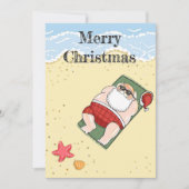 Santa Claus Tropical Beach Vrolijk Kerstfeest Feestdagenkaart (Voorkant)