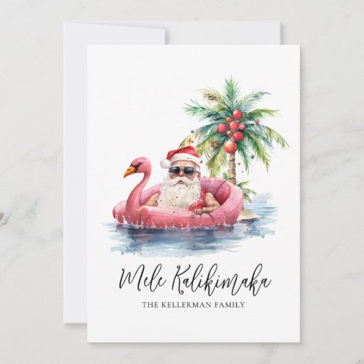 Santa Claus Tropical Mele Kalikimaka Christmas Feestdagenkaart (Voorkant)