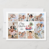 Santa Claus Tropical Photo Strand Kerstmis Feestdagenkaart (Voorkant)