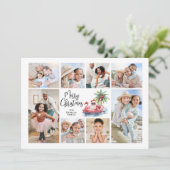 Santa Claus Tropical Photo Strand Kerstmis Feestdagenkaart (Staand voorkant)