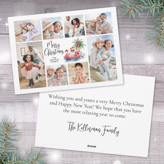 Santa Claus Tropical Photo Strand Kerstmis Feestdagenkaart