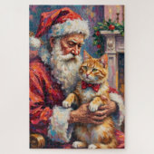 Santa Claus Turkish Angora Cat Christmas Art Legpuzzel (Verticaal)