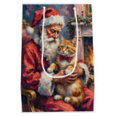 Santa Claus Turkish Angora Cat Christmas Art Medium Cadeauzakje (Achterkant)