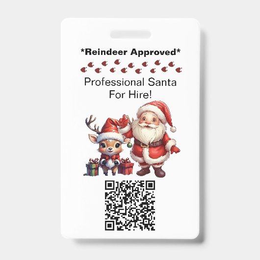 Santa Claus Two Sides Business Card Edit QR Code Badge (Voorkant)