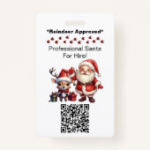 Santa Claus Two Sides Business Card Edit QR Code Badge (Voorkant)