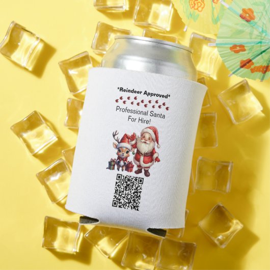 Santa Claus Two Sides Business Card Edit QR Code Blikjeskoeler (Insitu Zomer)