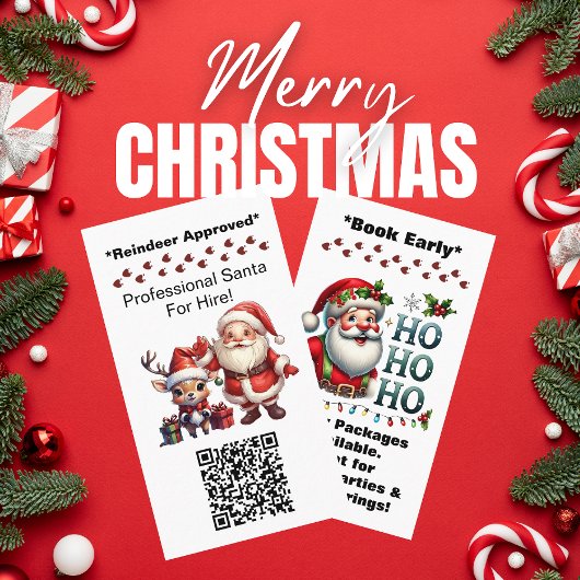 Santa Claus Two Sides Visitekaartje Bedankt QR-cod