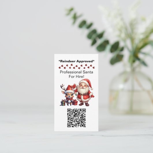 Santa Claus Two Sides Visitekaartje Bedankt QR-cod (Staand voorkant)