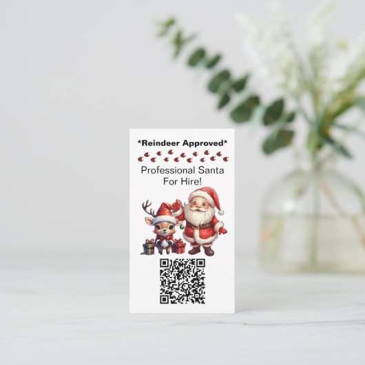 Santa Claus Two Sides Visitekaartje QR-code bewerk (Staand voorkant)
