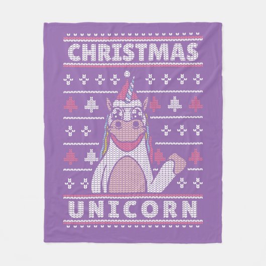 santa claus unicorn kerst fleece deken (Voorkant)