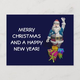 Santa Claus US Flag Jacket Feestdagenkaart