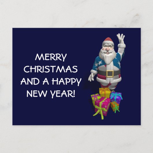 Santa Claus US Flag Jacket Feestdagenkaart (Voorkant)