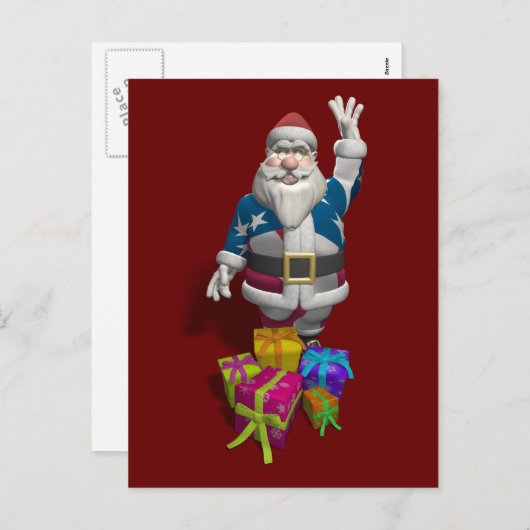 Santa Claus US Flag Jacket Feestdagenkaart (Voorkant / Achterkant)