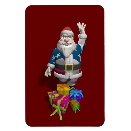 Santa Claus US Flag Jacket Magneet (Verticaal)