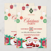 Santa Claus Vakantie Uitnodigingen  (Voorkant / Achterkant)