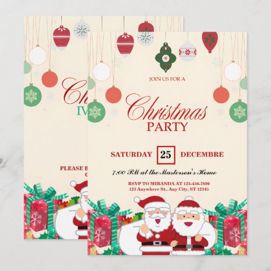 Santa Claus Vakantie Uitnodigingen (Voorkant / Achterkant)