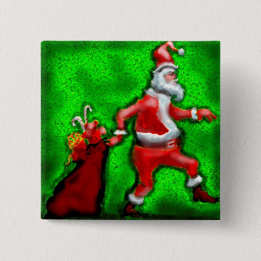 Santa Claus Vierkante Button 5,1 Cm (Voorkant)