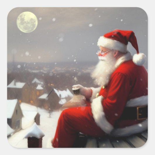 Santa Claus Vierkante Sticker (Voorkant)