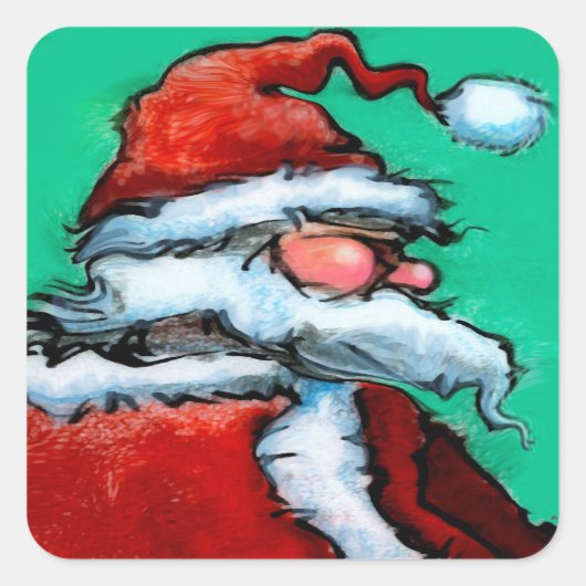 Santa Claus Vierkante Sticker (Voorkant)