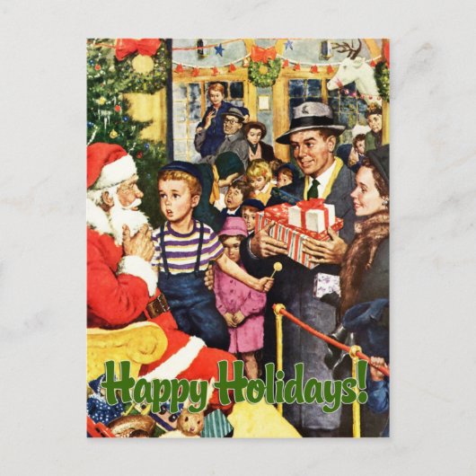 Santa Claus Vintage Christmas Briefkaart (Voorkant)