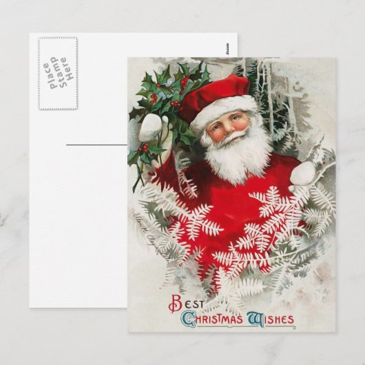 Santa Claus Vintage Christmas Briefkaart (Voorkant / Achterkant)