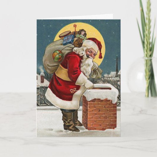 Santa Claus Vintage Christmas Kaart (Voorkant)