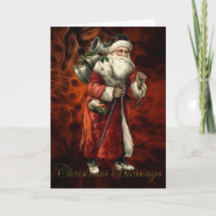Santa Claus Vintage Father Christmas Card Feestdagen Kaart