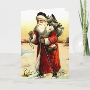 Santa Claus Vintage Father Christmas Card Feestdagen Kaart
