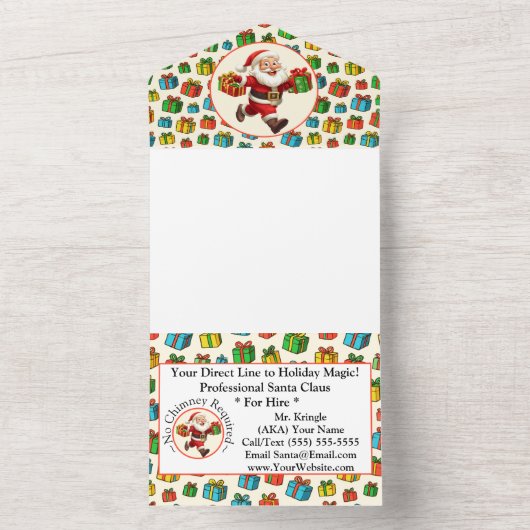 Santa Claus Visitekaartje Holiday Magic All In One Uitnodiging (Binnen)