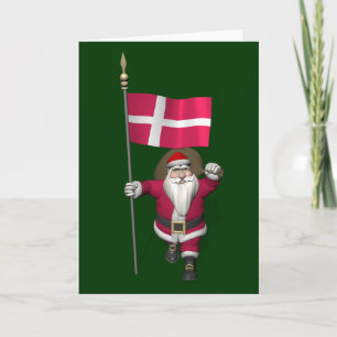 Santa Claus Visits Denmark Dannebrog Feestdagen Kaart
