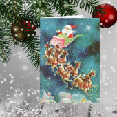  Santa Claus-vliegende rendieres over huizen Kaart