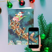  Santa Claus-vliegende rendieres over huizen Kaart