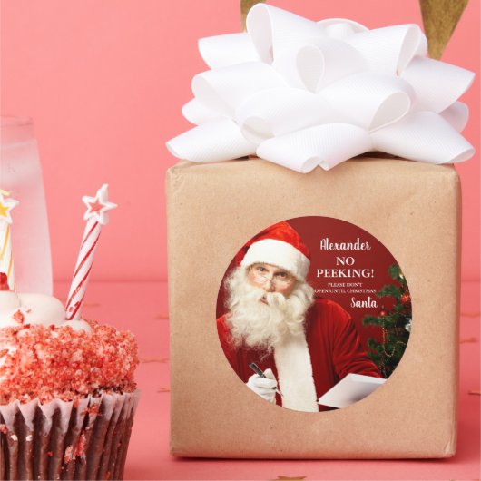 Santa Claus VOEG NAAM Geen Peking Round toe Ronde Sticker (Feest)