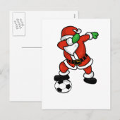 Santa Claus voetbal dab dans lelijke kerst T-shirt Feestdagenkaart (Voorkant / Achterkant)