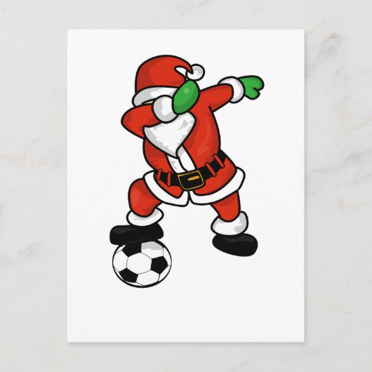 Santa Claus voetbal dab dans lelijke kerst T-shirt Feestdagenkaart (Voorkant)