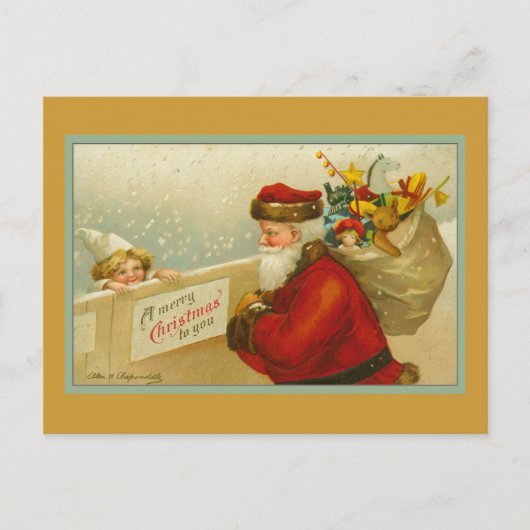 Santa Claus  Vrolijk Kerstfeest Briefkaart (Voorkant)