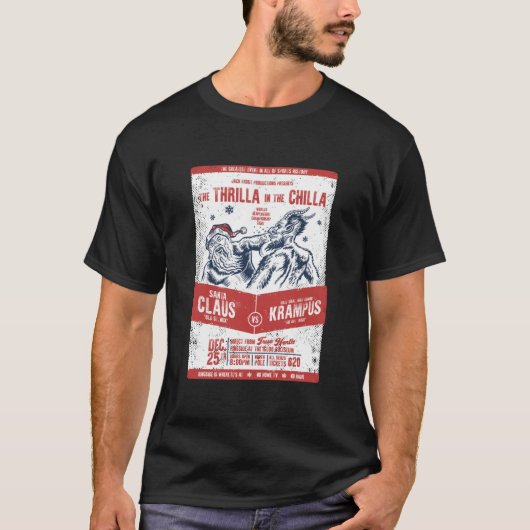 Santa Claus VS Krampus The Thrilla in Chilla  T-shirt (Voorkant)
