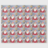 Santa Claus w kerstcadeaus American Eskimo Dog Cadeaupapier (Vlak)