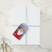 Santa Claus w kerstcadeaus French Bulldog Cadeaulabel (Met Touw)