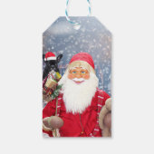 Santa Claus w kerstcadeaus French Bulldog Cadeaulabel (Achterkant)