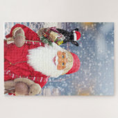 Santa Claus w kerstcadeaus French Bulldog Legpuzzel (Horizontaal)