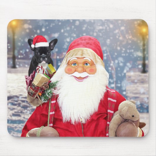 Santa Claus w kerstcadeaus French Bulldog Muismat (Voorkant)