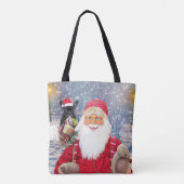 Santa Claus w kerstcadeaus French Bulldog Tote Bag (Achterkant)