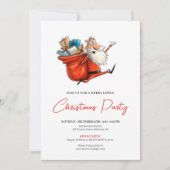 Santa Claus Watercolor Funny Holiday Party Invites Kaart (Voorkant)