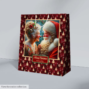  Santa Claus Waterverf Vakantie Gift Bag Medium Cadeauzakje